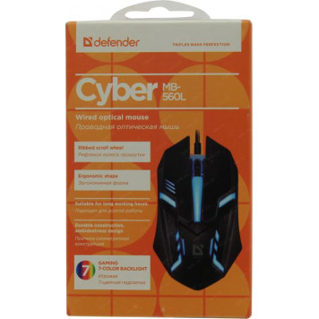 Манипулятор типа мышь Defender Optical Mouse Сyber <MB-560L Black> (RTL) USB  3btn+Roll <52560>-10