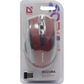 Манипулятор типа мышь Defender Wireless Optical  Mouse Accura <MM-665 Red> (RTL) USB  6btn+Roll беспр.<52668>-9