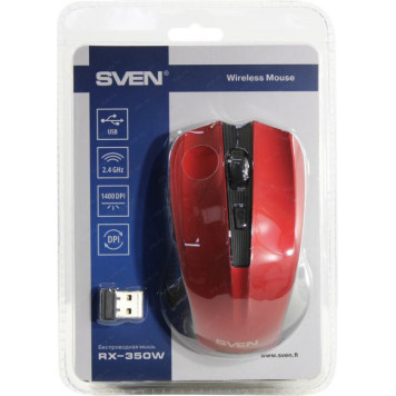 Манипулятор SVEN Wireless Optical Mouse <RX-350W Red> (RTL) USB 6btn+Roll-9