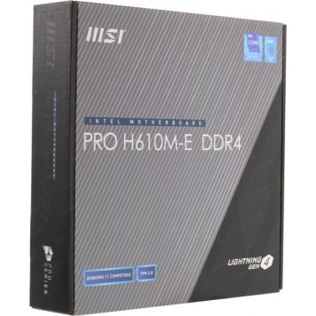 Мат. плата MSI PRO H610M-E DDR4 (RTL) LGA1700 <H610> PCI-E Dsub+HDMI GbLAN SATA MicroATX 2DDR4-7