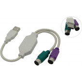 Кабель-адаптер KS-is Apst <KS-011> USB -> 2x PS/2 (для подключения PS/2 клавиатуры и мыши к USB порт