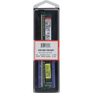 Модуль оперативной памяти Kingston DDR-III DIMM 4Gb <PC-12800> 1600Mhz (KVR16N11S8/4)-3
