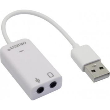 Внешняя звуковая карта Orient <AU-01SW> USB адаптер  для наушников  с  микрофоном-0