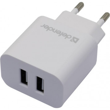 Зарядное устр-во Defender UPA-22 White <83580> Зарядное устройство USB (Вх. AC100-240V, Вых. DC5V,  2xUSB 2.1A)-0