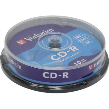 Носитель информации  CD-R Verbatim 700Mb 52x sp. < уп.10 шт > на шпинделе, printable < 43437 >-0