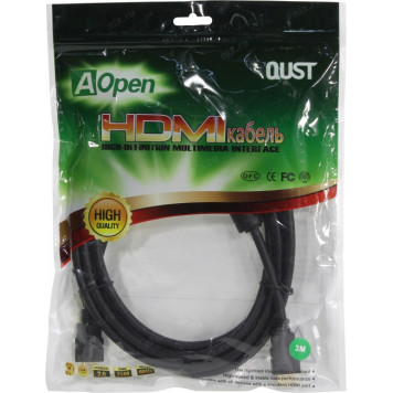 Кабель AOpen <ACG711D-3м>  HDMI to HDMI (19M -19M) 3м 2 фильтра ver2.0-2
