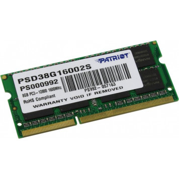 Модуль памяти Patriot <PSD38G16002S> DDR3 SODIMM 8Gb <PC3-12800> CL11 (for NoteBook)-0