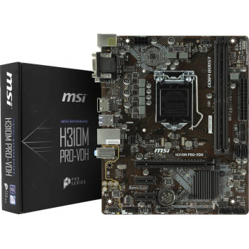 Мат. плата MSI H310M PRO-VDH (RTL) LGA1151 <H310> PCI-E Dsub+DVI+HDMI GbLAN SATA MicroATX 2DDR4-0