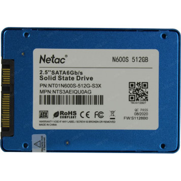Накопитель SSD 512 Gb SATA 6Gb/s Netac N600S <NT01N600S-512G-S3X> 2.5-3