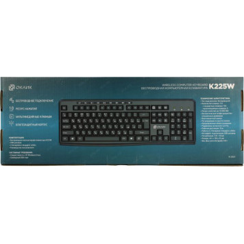 Клавиатура OKLICK Wireless K225W Black <USB> 104КЛ+9КЛ М/Мед <1875232>-8