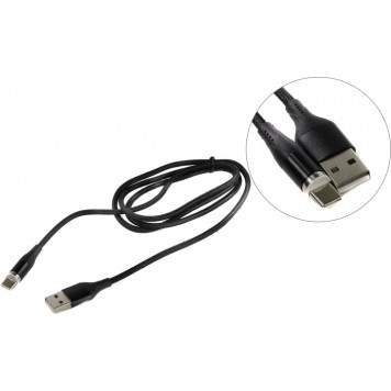 Кабель Jet.A <JA-DC38 1м Black> USB 2.0 AM-->съёмный магнитный  USB-C 1м-0