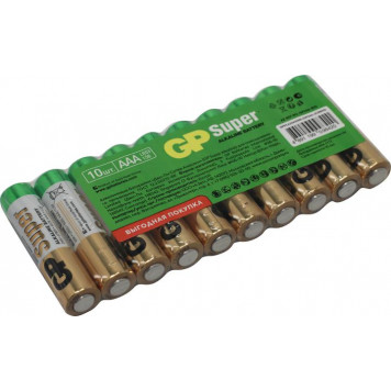 Элемент питания GP Super 24A-2CRB10 (LR03) Size AAA, 1.5V, щелочной (alkaline) <в уп. 10шт>-0