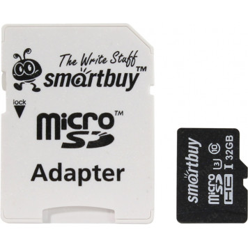 Карта памяти SmartBuy <SB32GBSDCL10U3-01> microSDHC 32Gb UHS-I U3 + microSD-->SD Adapter-2