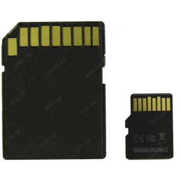 Карта памяти Netac <NT02P500PRO-064G-R> microSDXC Memory Card 64Gb A1 V30 UHS-I U3 + microSD-->SD Adapter-3