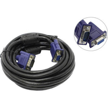 Кабель удлинительный монитор - SVGA card (15M-15F) VCOM <VVG6460-5м>  5м  2 фильтра-0