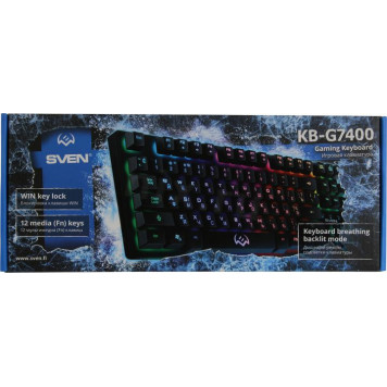 Клавиатура SVEN KB-G7400 Black <USB> 87КЛ, подсветка клавиш-5
