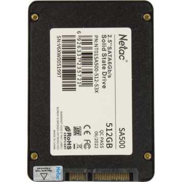 Накопитель SSD 512 Gb SATA 6Gb/s Netac SA500 <NT01SA500-512-S3X> 2.5-5