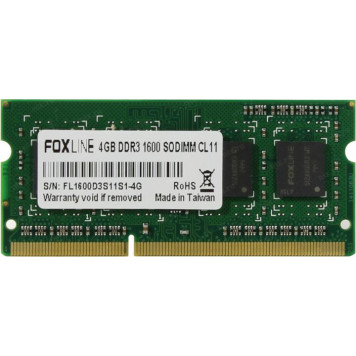 Модуль памяти Foxline DDR3 SODIMM 4Gb <PC3-12800> CL11 (for NoteBook)-2