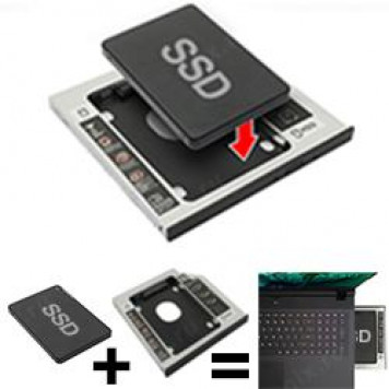 Адаптер Espada <SS95> Шасси для 2.5 SATA HDD 7мм для установки в SATA 9.5ммотсек оптического привода ноутбука Slim-9