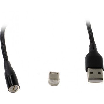 Кабель Jet.A <JA-DC38 1м Black> USB 2.0 AM-->съёмный магнитный  USB-C 1м-2