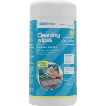Defender < CLN30320> Влажные чистящие салфетки в пластиковой тубе для экранов всех типов (100шт)-0