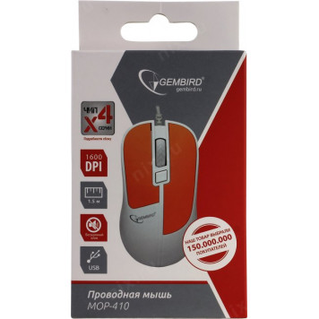 Манипулятор типа мышь Gembird Optical Mouse <MOP-410-O>  (RTL)  USB 4btn+Roll-8