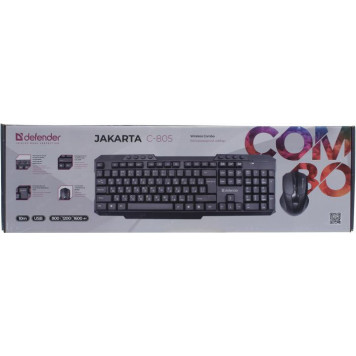 Комплект Defender Jakarta <C-805> Black (Кл-ра,М/Мед,USB,FM+Мышь 4кн,Roll,Optical,USB, FM) <45805>-1