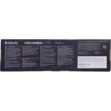Клавиатура + манипулятор типа мышь Defender Columbia Wireless Combo <C-775>  (Кл-ра М/Мед,USB,FM+Мышь  4кн,Roll,USB,  FM) <45775>-8