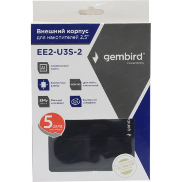 Мобильное шасси Gembird <EE2-U3S-2> (EXT BOX для внешнего подключения 2.5 SATA HDD, USB3.0, Aluminum)-10