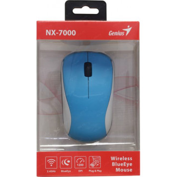 Манипулятор Genius Wireless BlueEye Mouse NX-7000 <Blue> (RTL) USB 3btn+Roll (31030109109/31030016402)-8