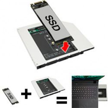 Аксесуар Orient <UHD-2M2C12> Шасси для M.2 2280 для установки в SATA 12.7мм  отсек оптического  привода  ноут-8