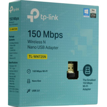 Сетевое оборудование Wi-Fi-адаптер TP-LINK < TL-WN725N > Wireless N USB Nano Adapter (802.11b / g / n, 150Mbps)-3